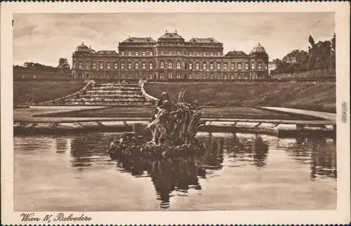 Ansichtskarte Wien Schloss Belvedere - Brunnen mit Plastik 1928