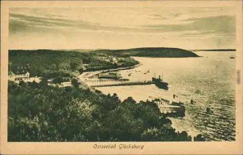 Ansichtskarte Glücksburg (Ostsee) Lyksborg Bootsanlegestelle 1922