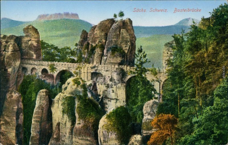 Basteifelsen und Basteibrücke in der Sächsischen Schweiz Ansichtskarte