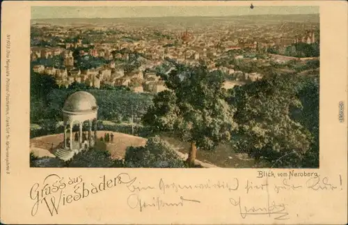 Ansichtskarte Wiesbaden Blick auf die Stadt 1899