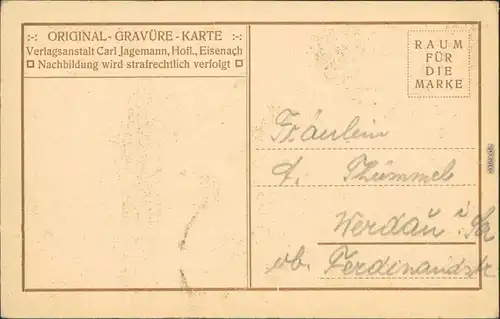 Ansichtskarte Eisenach Durchblick von der Hohensonne nach der Wartburg 1929