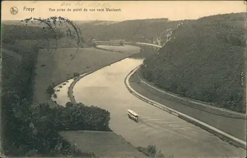 Waulsort-Hastière Panorama-Ansicht mit Dampfer auf dem Fluss 1914