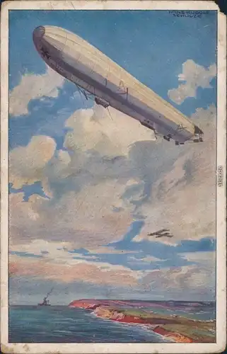 Ansichtskarte  Zeppelin - Künstlerkarte Luftflottenverein 1918 