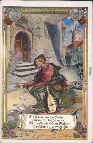 Ansichtskarte  Ein Heller und ein Balzen - Künstlerkarte 1917 