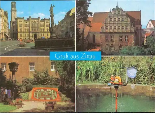 Zittau Platz der Jugend, Heftergiebel,   Glockenturm, Schleifermännchen 1975