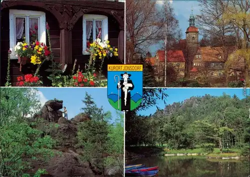 Jonsdorf Fachwerkhaus, Kirche, Bernhardiner   Gondelteich mit Nonnenfelsen 1996