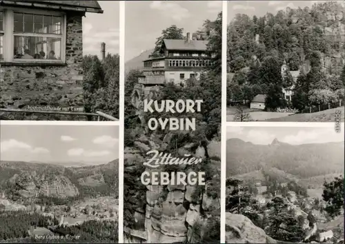 Oybin Hochwaldbaude, Bergkirche, Berg Oybin u. Töpfer, Panorama 1975