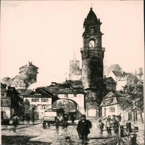 Ansichtskarte Bautzen Budyšin Reichenturm mit Reichentor, Künstlerkarte 1970
