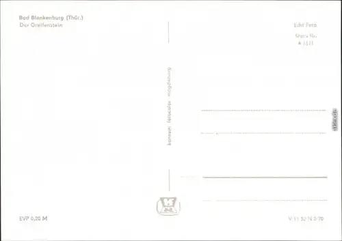 Ansichtskarte Bad Blankenburg Burgruine Greifenstein 1970
