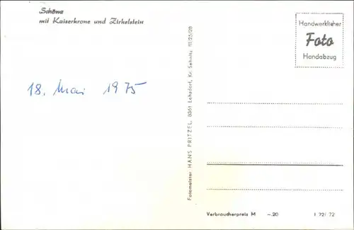 Schöna-Reinhardtsdorf-Schöna Blick auf den Ort mit Kaiserkrone und Zirkelstein 1972