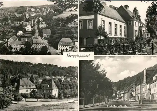 Bad Gottleuba-Bad Gottleuba-Berggießhübel Kirchstraße mit Kirche, Clubhaus, Panorama, Karl-Marx-Straße 1969