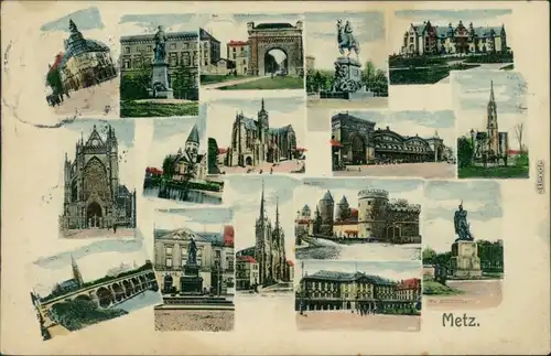 CPA Metz Kirchen, Bahnhof, Brücken, Theater, Denkmäler 1909