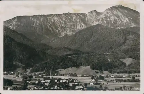 Ansichtskarte Bergen (Chiemgau) Blick auf die Stadt mit Hochfelln 1935