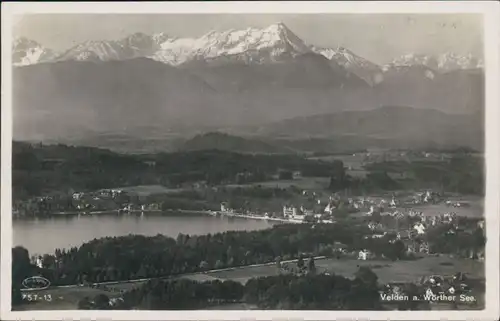 Velden am Wörther See Vrba na Koroškem Blick auf den Ort mit Bergpanorama 1930