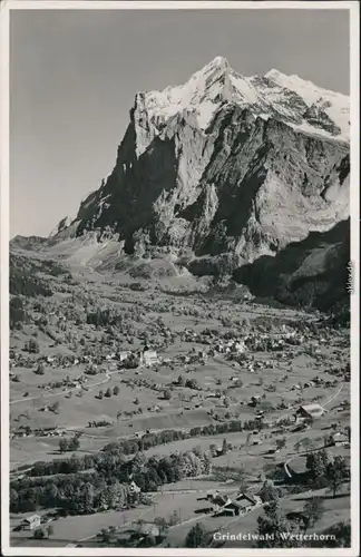 Ansichtskarte Grindelwald Blick auf den Ort mit Wetterhorn 1934