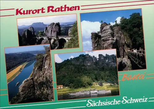 Ansichtskarte Rathen Basteibrücke und Basteifelsen- Sächsische Schweiz 1991