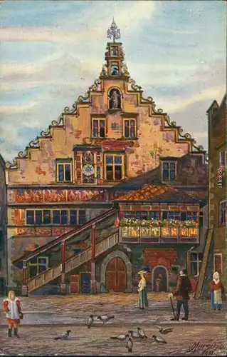 Lindau (Bodensee) Künstlerkarte: Gemälde / Kunstwerke - V. Marschall - Altes Rathaus 1933