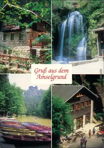 Ansichtskarte Rathewalde Amselgrund, Amselfallbaude, Amselfall, Amselsee 1997