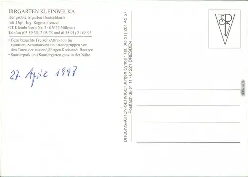 Ansichtskarte Kleinwelka Mały Wjelkow Irrgarten 1997