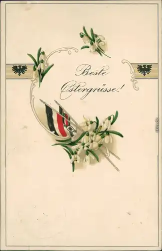 Ostern - Maiglöckchen, Fahnen Patriotika Wk 1 Militaria 1910 Prägekarte