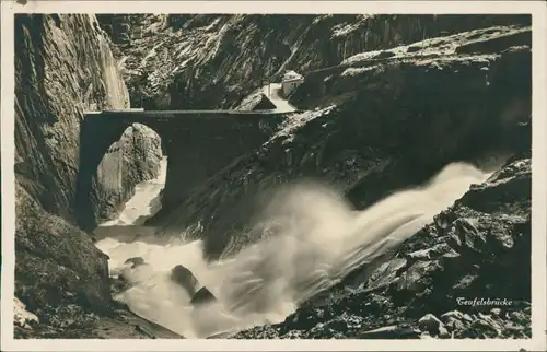 Andermatt Teufelsbrücke / Reussfall (Gotthard) mit Sturzbach 1930