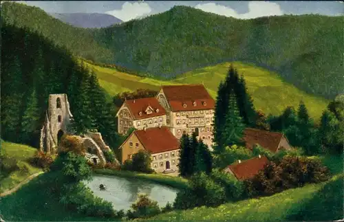 Ansichtskarte Oppenau Blick auf denn Ort Klosterruine Allerheiligen 1912 
