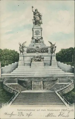 Ansichtskarte Rüdesheim (Rhein) National-Denkmal / Niederwalddenkmal 1906