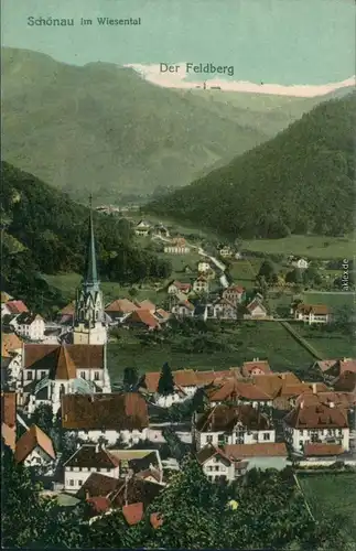 Ansichtskarte Schönau im Schwarzwald Blick auf die Stadt mit Feldberg 1912