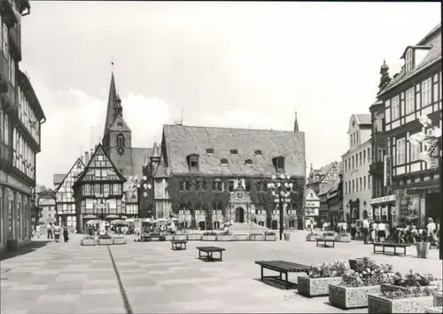 Ansichtskarte Quedlinburg Markt mit Cafe 1980