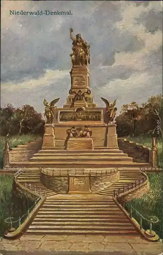 Ansichtskarte Rüdesheim (Rhein) National-Denkmal / Niederwalddenkmal 1917