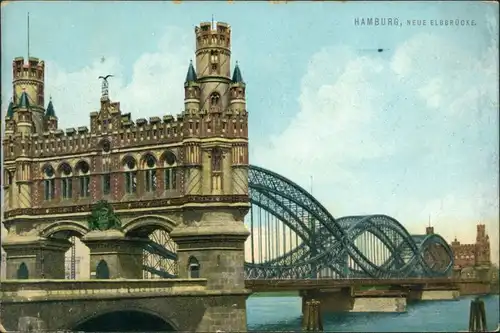 Ansichtskarte Hamburg Neue Elbbrücke 1909