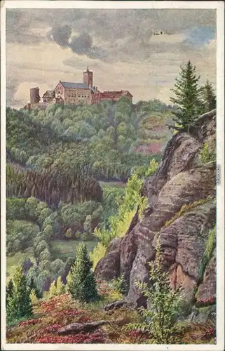 Eisenach Künstlerkarte: Gemälde v. K. Lindegreen "Wartburg" 1920