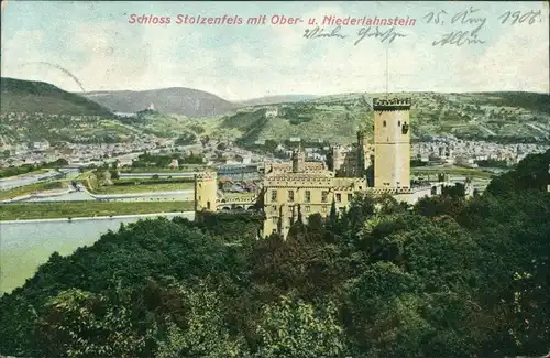 Stolzenfels-Koblenz Schloß   Stolzenfels mit Ober- u. Niederlahnstein 1906