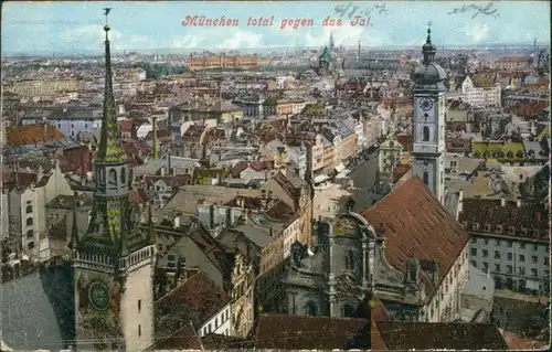 Ansichtskarte München Blick auf über die Stadt 1907