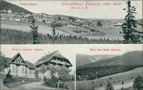 Ansichtskarte Gehlberg Hotel Daheim, Panorama 3 Bild 1922