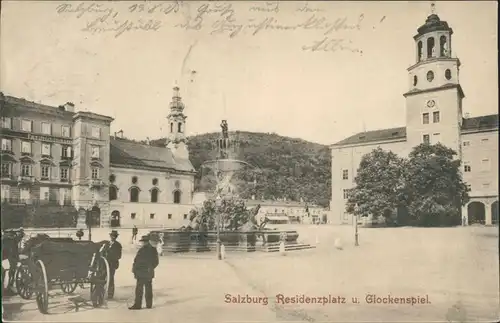 Ansichtskarte Salzburg Residenzplatz u. Glockenspiel 1905