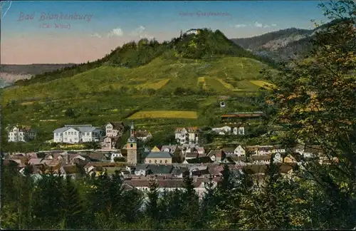 Ansichtskarte Bad Blankenburg Blick auf die Stadt mit Ruine Greifenstein 1915