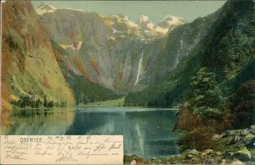 Ansichtskarte Berchtesgaden Obersee mit Bergmassiv 1903