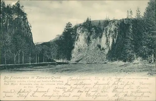 Ansichtskarte Oberschönau Finkensteine im Kanzler-Grund 1902