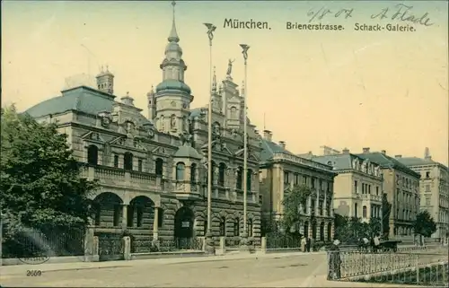Ansichtskarte München Brienerstraße u. Schack-Galerie 1909 