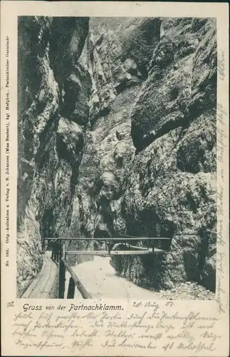 Ansichtskarte Garmisch-Partenkirchen Partnachklamm 1903