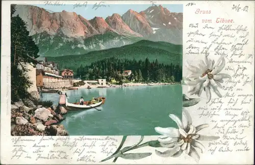Ansichtskarte Garmisch-Partenkirchen Eibsee mit Bootsfahrern 1903