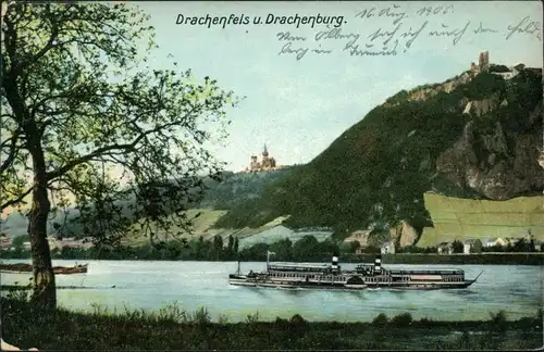 Ansichtskarte Bad Godesberg-Bonn Drachenfels und Drachenburg 1906