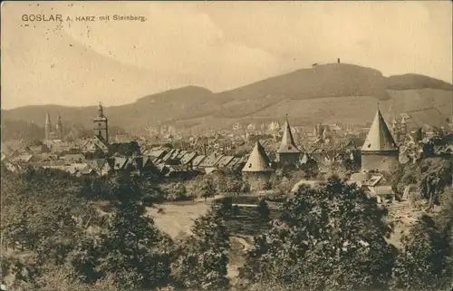 Ansichtskarte Goslar Blick auf die Stadt mit Steinberg 1910