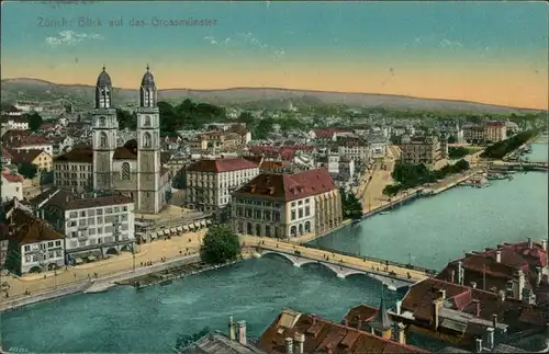 Ansichtskarte Zürich Grossmünster 1911