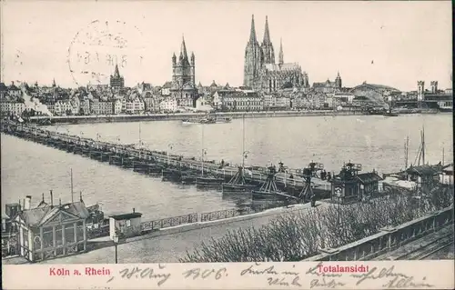 Ansichtskarte Köln Totalansicht Behelfsbrücke
1906