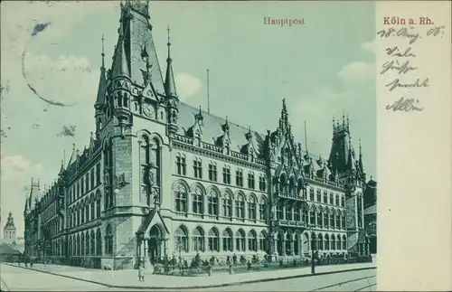 Ansichtskarte Köln Hauptpost Straßenpartie 1906