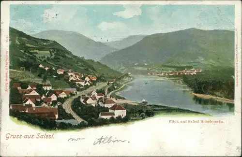 Sebusein Sebuzín Blick auf Salesl u. Sebusein b Tetschen Teplitz 1901