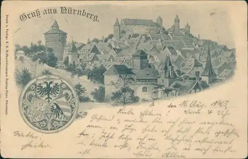 Ansichtskarte Nürnberg Blick auf die Burg Heraldik 1903