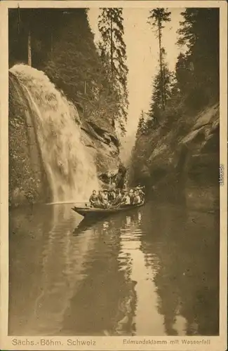 Herrnskretschen Hřensko Edmundsklamm /  Kamnitzklamm mit Wasserfall 1929